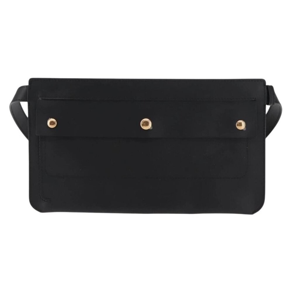 BURBERRY Waist Bag Leather Black Gold - Picture 2 of 15